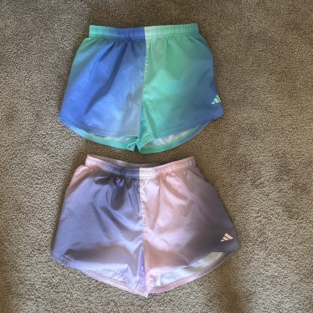 adidas Kids Ombre Athletic Shorts Set - Blue/Green & Pink/Purple